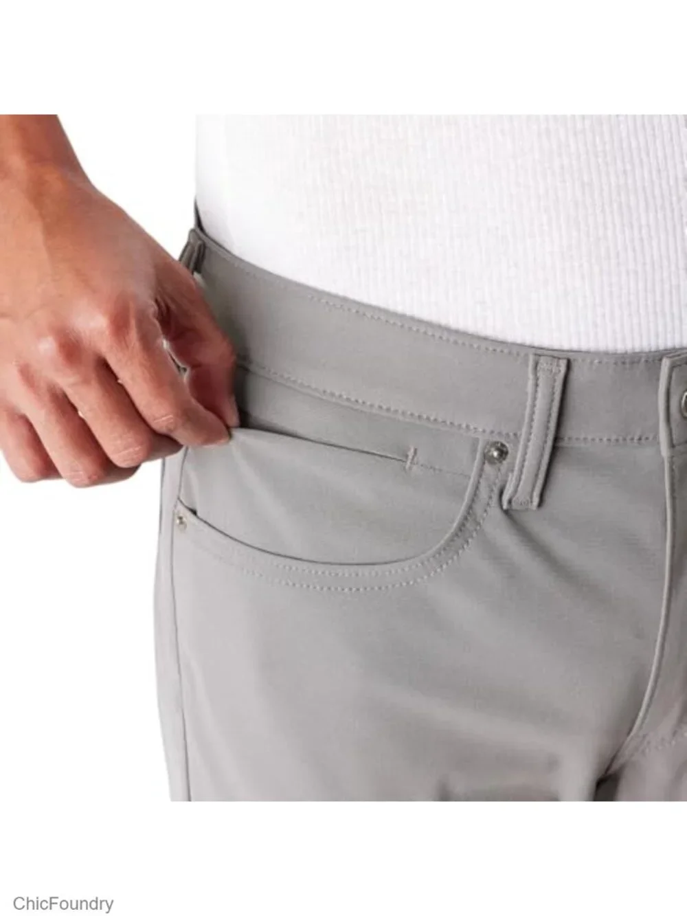 Men's Stretch Flex-Waist Straight Pants with Hidden Pocket